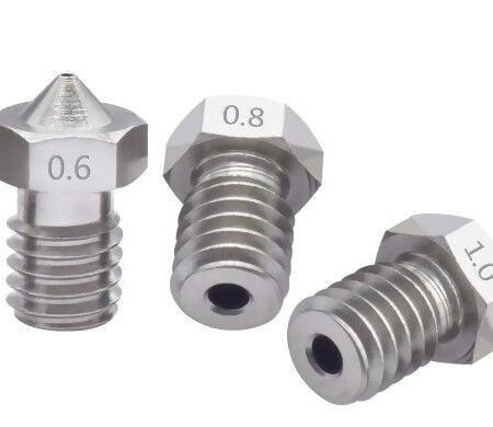 E3D V6 dyse rustfrit stål 0,6 mm M6 gevind.