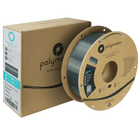 Polymaker PolyLite Silke PLA Pistolmetal Grå - 1,75 mm / 1000 gr.