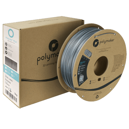 Polymaker PolyLite PLA Stål Grå - 1,75 mm / 1000 gr.