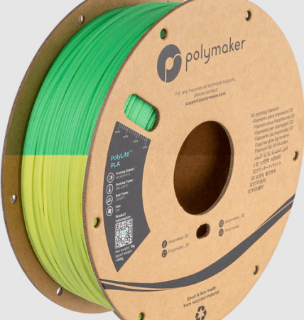 Polymaker PolyLite PLA Temperatur farveskiftende Grøn / Lime - 1,75 mm / 1000 gr.
