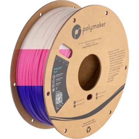 Polymaker PolyLite PLA Temperatur farveskiftende Lilla / Pink / Transparant - 1,75 mm / 1000 gr.