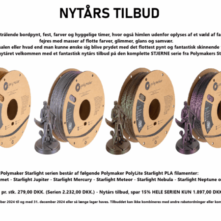Nytårs tilbud - Polymaker PolyLite Starlight serien 8 * 1 kg PLA