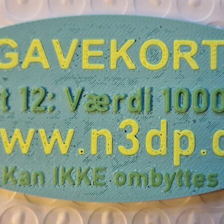 Gavekort til N3DP.dk værdi 1.000,00 kr.