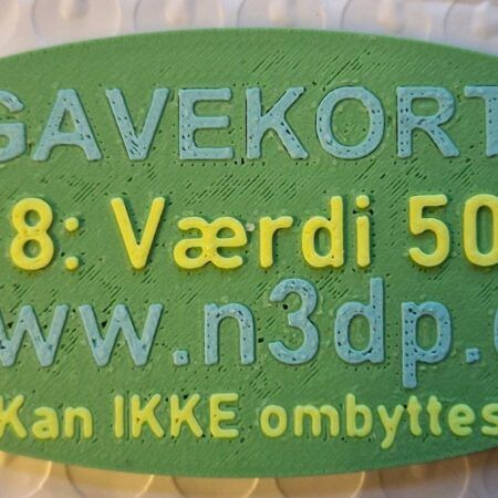 Gavekort til N3DP.dk værdi 500,00 kr.
