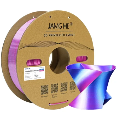 JAMG HE Silke DUAL Farve PLA Filament Rose Rød - Blå 1,75 mm / 1000 gr.