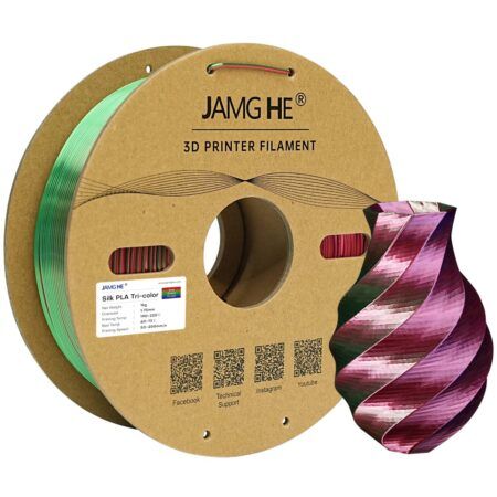 JAMG HE Silke Triple Farve PLA Filament Lilla, Rød, Grøn 1,75 mm / 1000 gr.