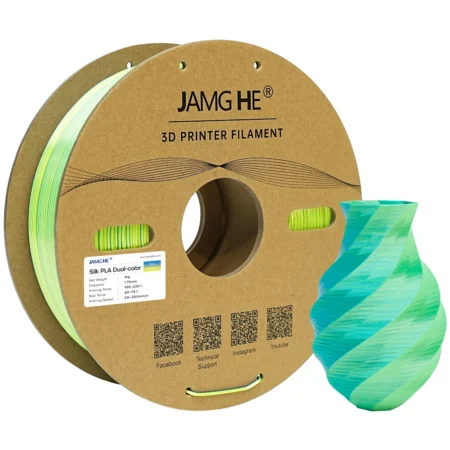 JAMG HE Silke DUAL Farve PLA Filament Blå-Gul 1,75 mm / 1000 gr.