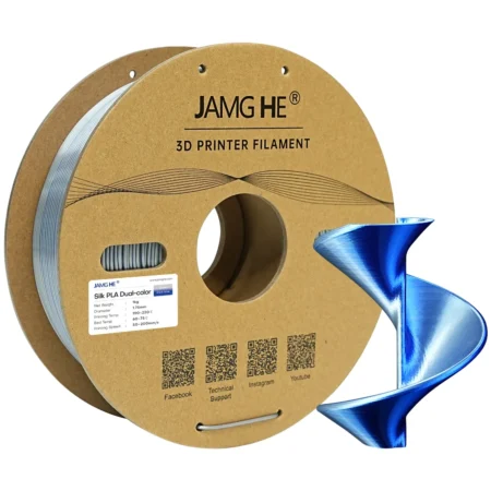 JAMG HE Silke DUAL Farve PLA Filament Sølv - Mørke Blå 1,75 mm / 1000 gr.