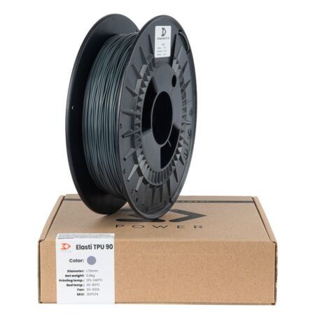 3D Power Elasti TPU 90A Filament Grå (ca. RAL 7012) - 1,75 mm / 500 gr.