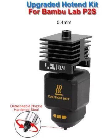 Hotend med udskiftelig nozzle til Bambu Lab (KLON) Hærdet Stål 0,4 mm - H2C/H2D/H2S/P2S