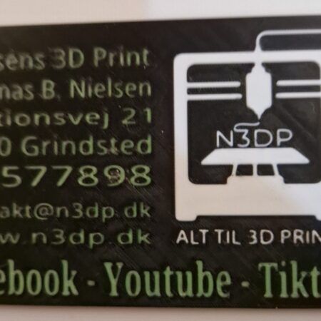 50 stk. Visitkort i flere farver, 3D printet i plast