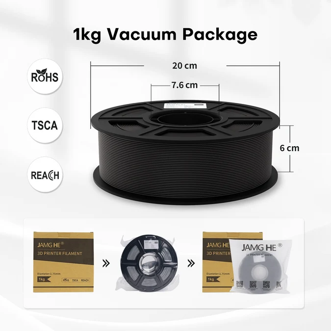 Jamg He ECO PLA+ Grå, 1.75 mm / 1000 gr. - Billede 4